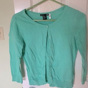 Cropped cardigan in teal green